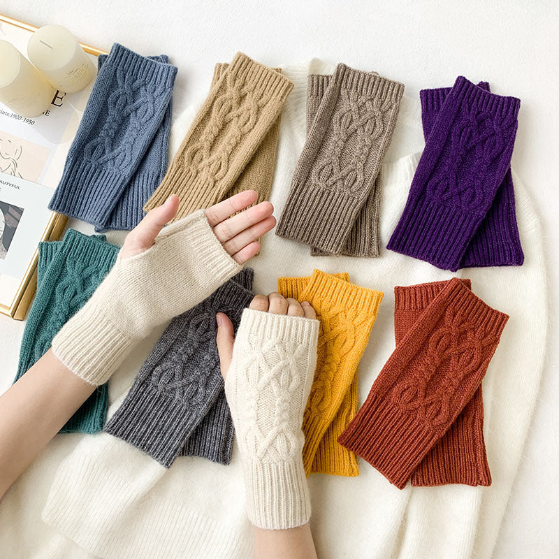 Women’s Fashion Half-Finger Wool Acrylic Gloves