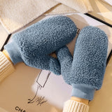 Colorful Winter Plush Mittens for Women