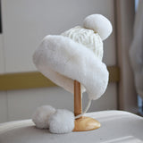 Women's Fur Ball Lace-Up Ushanka Hat