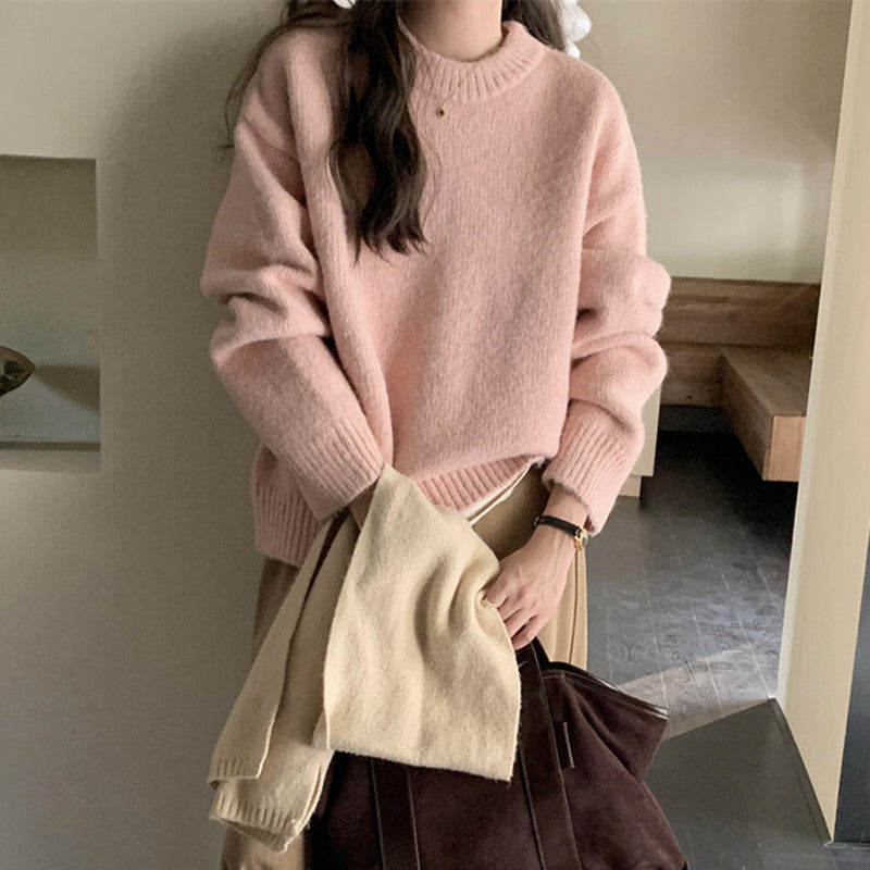 Soft Loose Pullover Top for Autumn and Winter