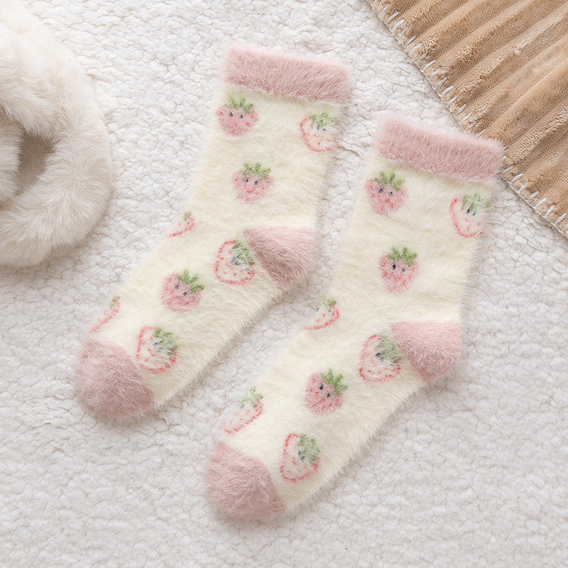 Women's Strawberry Winter Sleeping Socks