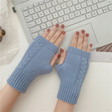 Short Half-Finger Wool Knitted Gloves