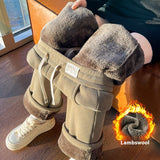 Wide-leg pants lined with chenille fleece