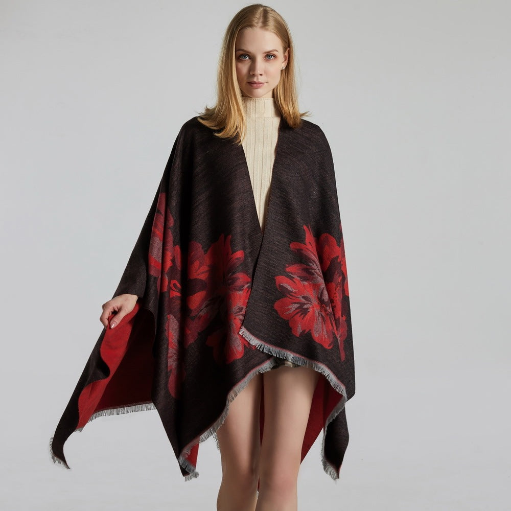 Street Style Double-Sided Jacquard Split Shawl