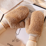 Colorful Winter Plush Mittens for Women