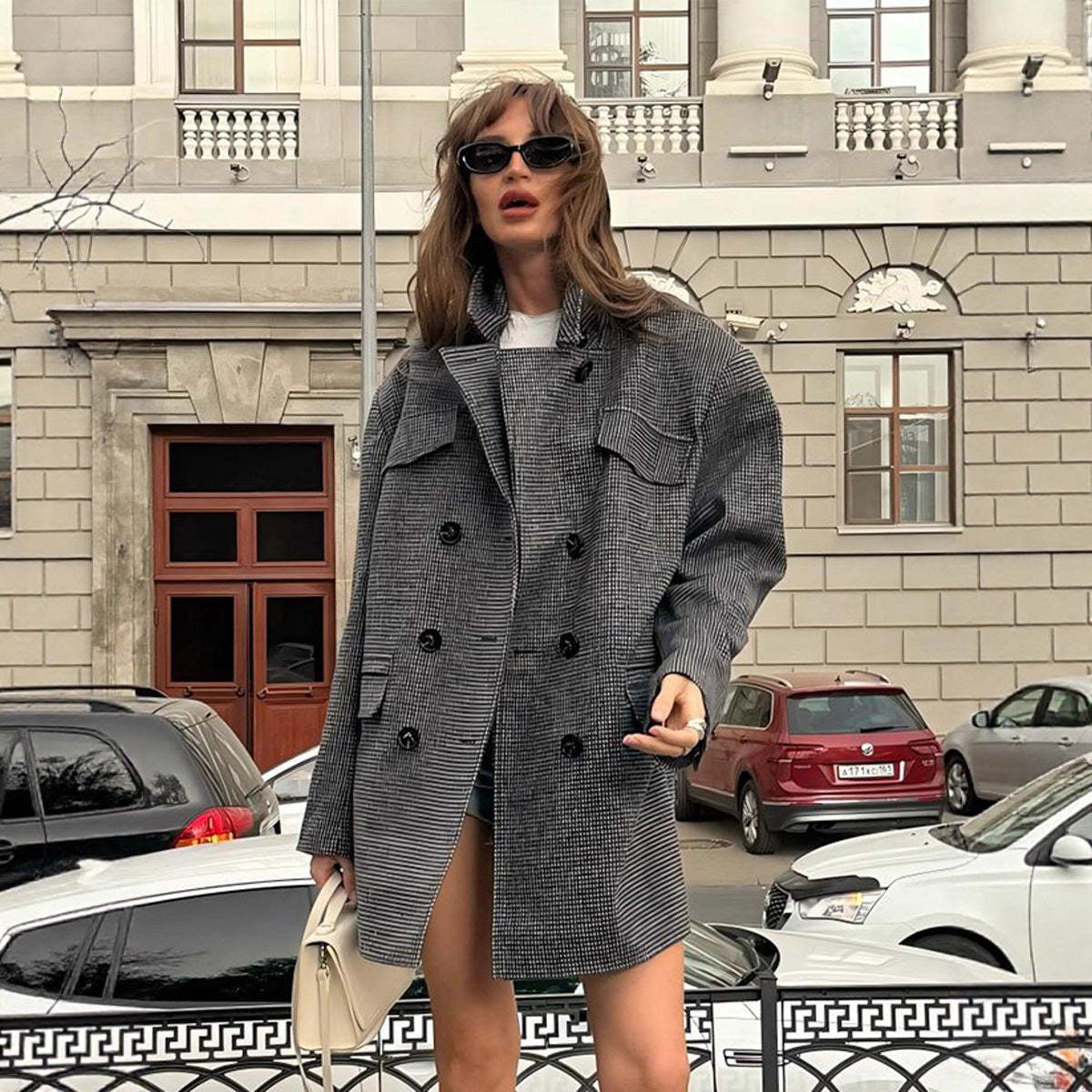 Women's Mid-Length British-Style Double-Breasted Coat