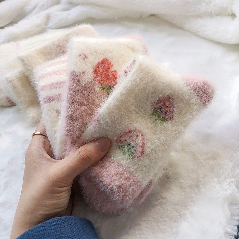 Women's Strawberry Winter Sleeping Socks