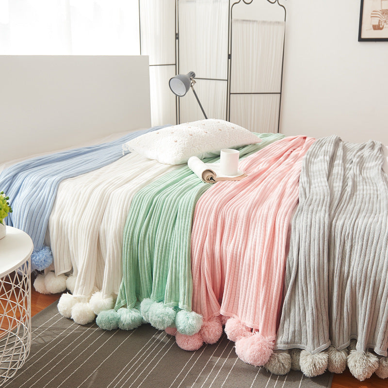 Cotton Knit Ball Carpet Blanket