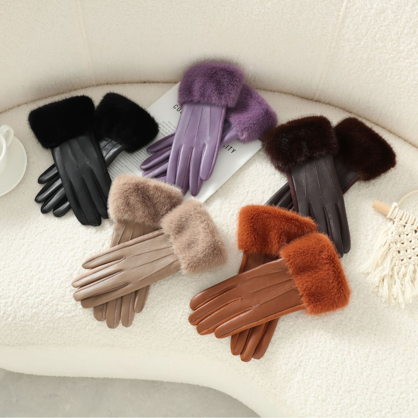 Women's Soft Suede Winter Gloves