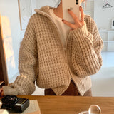 Retro High-Neck Knitted Sweater Coat