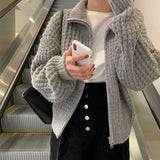Retro High-Neck Knitted Sweater Coat