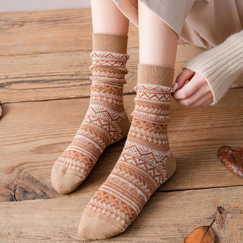Women's Coffee-Colored Cotton Tube Socks