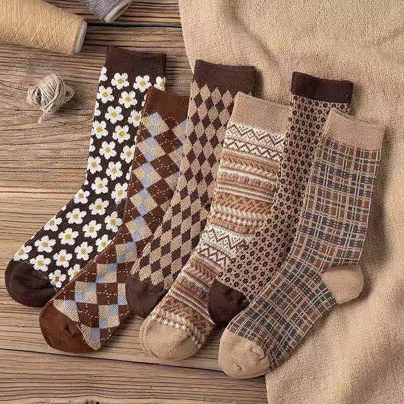 Women's Coffee-Colored Cotton Tube Socks