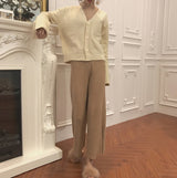 Wide-leg, high-waisted angora knit pants