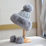 Women's Fur Ball Lace-Up Ushanka Hat