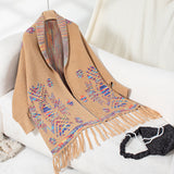 Women's Geometric Jacquard Tassel Shawl