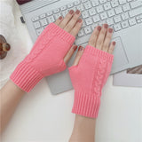 Short Half-Finger Wool Knitted Gloves