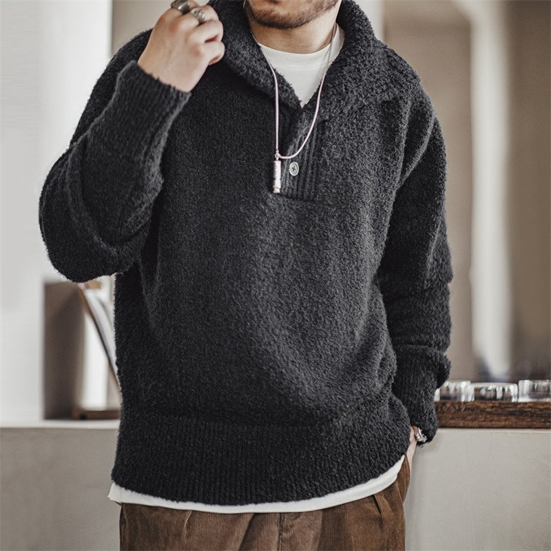 Men's Thick Lapel Thermal Sweater