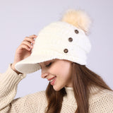 Warm Knitted Wool Hat with Big Pom Ball