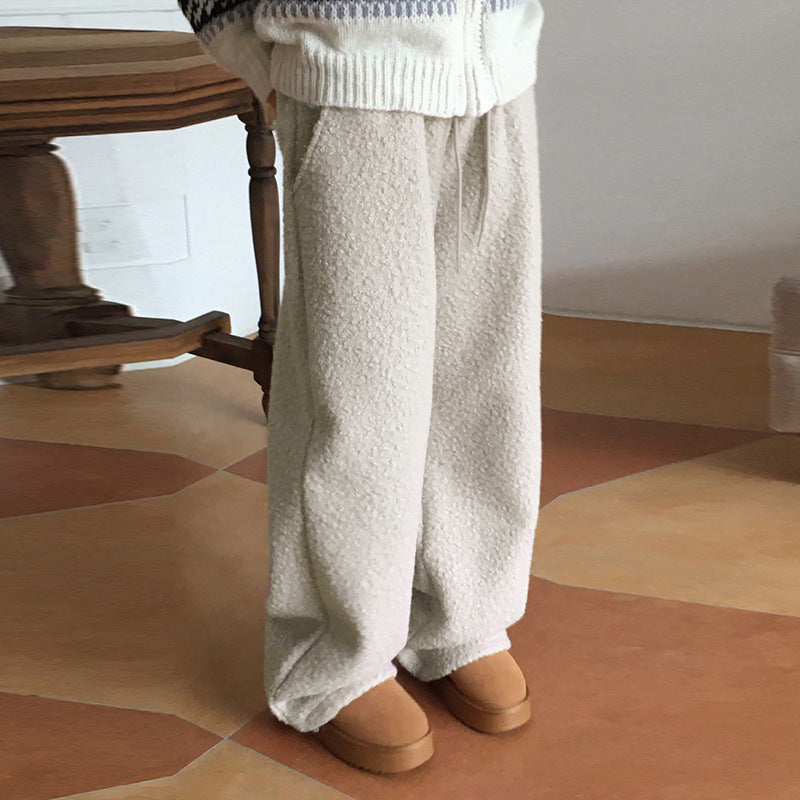 Straight-leg, thickened, high-waisted pants