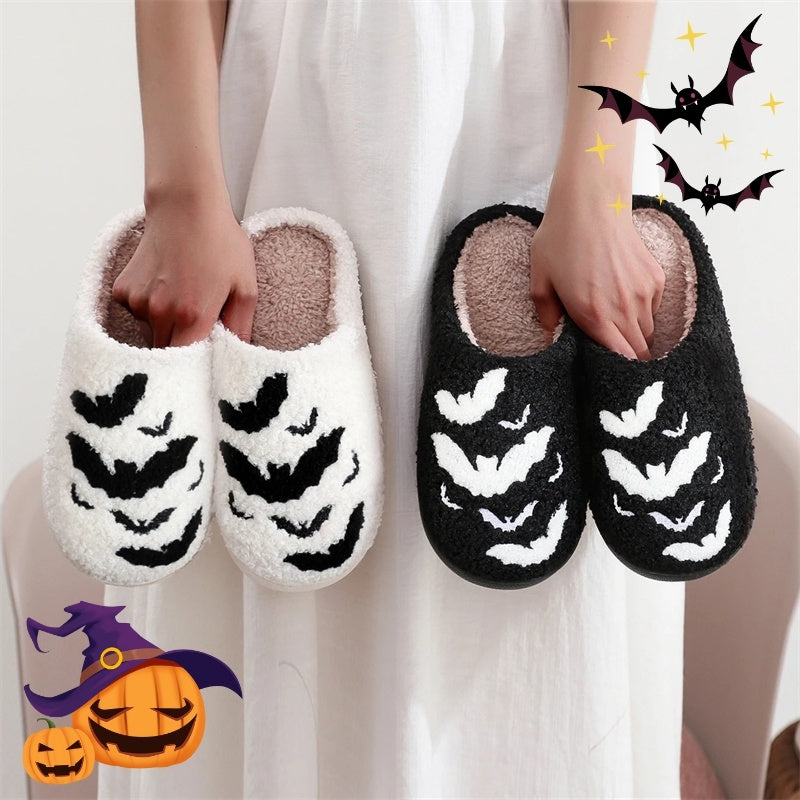 Chaussons amusants en peluche en forme de chauve-souris