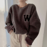 Warm Lamb Wool Embroidered Pullover Sweater