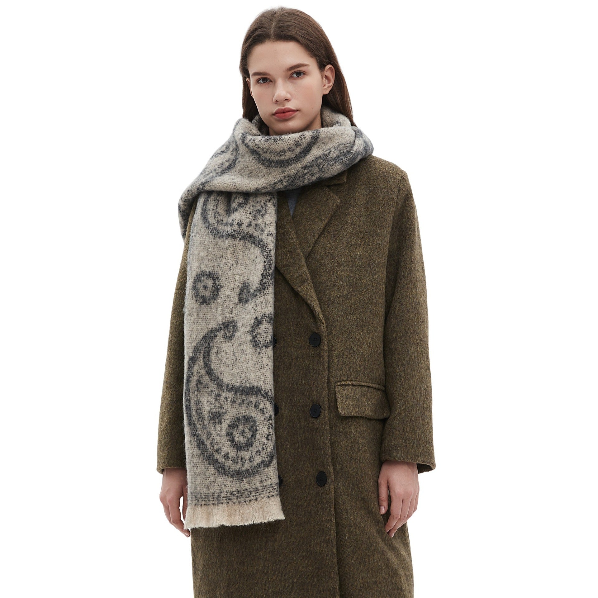Versatile Paisley Jacquard Winter Scarf