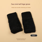 Plush Knitted Fingerless Gloves for Women