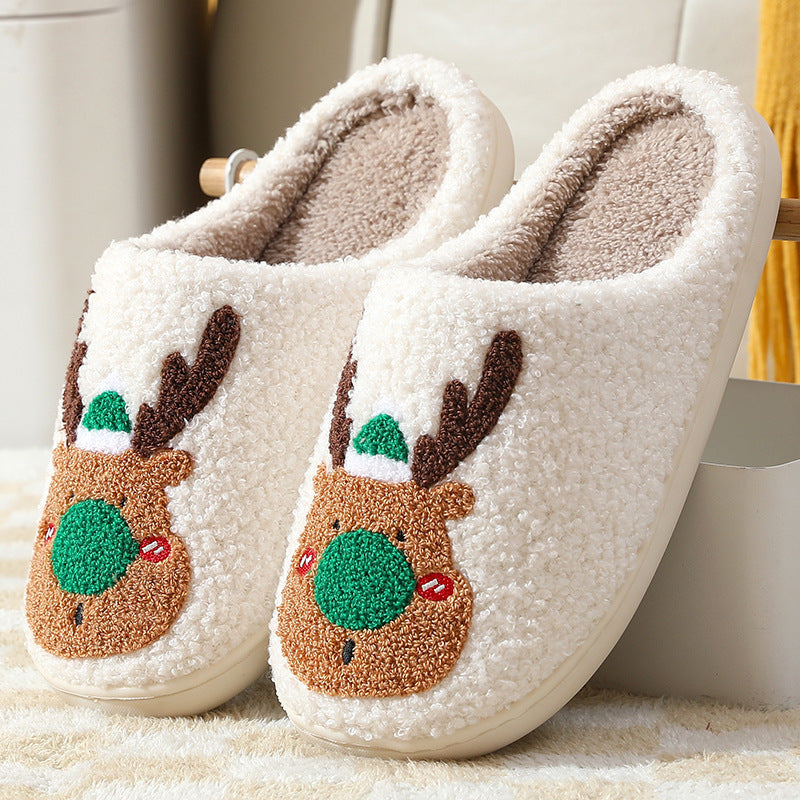 Pantuflas de algodón de alce para Navidad invernal