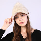 Warm Knitted Wool Hat with Big Pom Ball