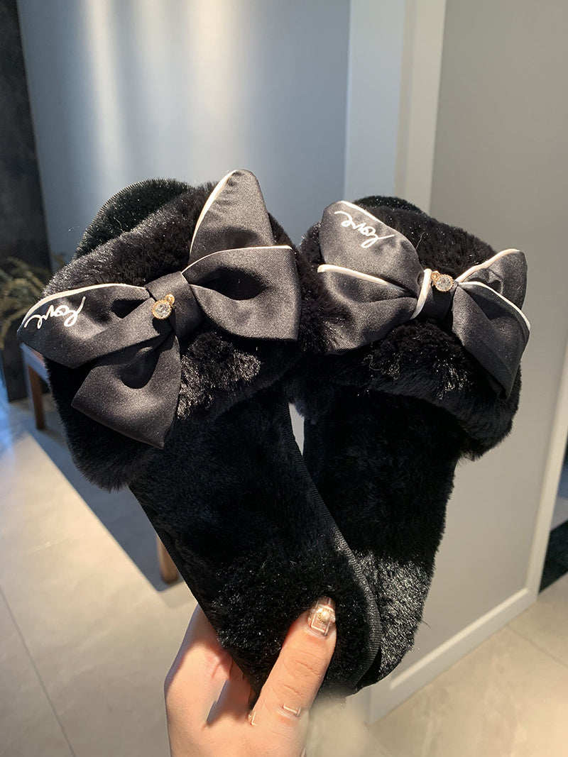 Korean Cotton Slippers with Bowknot