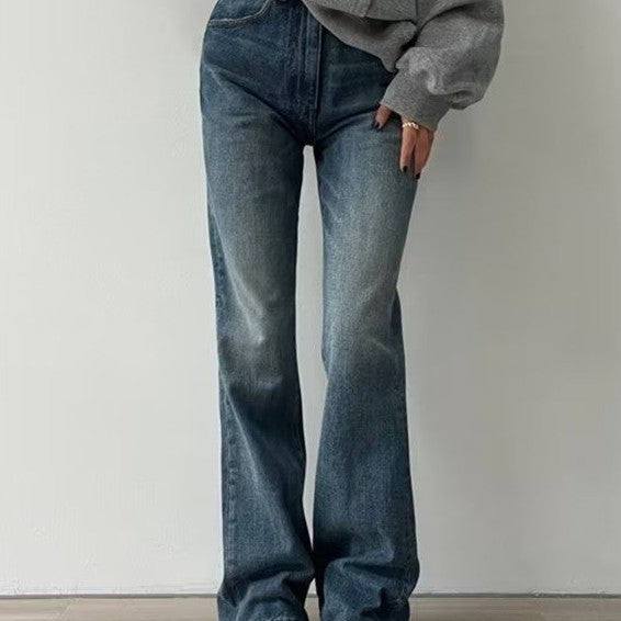 Vintage Bell-Bottom High-Waist Denim Trousers