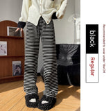 Girls' Wide-Leg Striped Knitted Pants