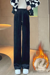 Wide-leg, high-waisted corduroy pants for maternity