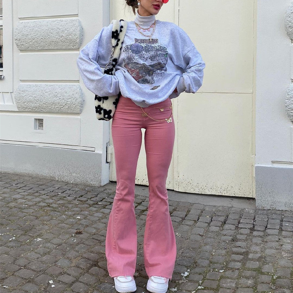 Vintage Elastic Trousers in Pink