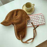 Lamb Wool Plush Ear Protection Bonnet