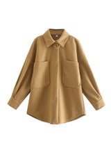 Женское винтажное шерстяное пальто-рубашка