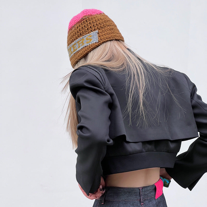 Handmade Letter Patch Wool Hat