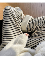 Girls' Wide-Leg Striped Knitted Pants