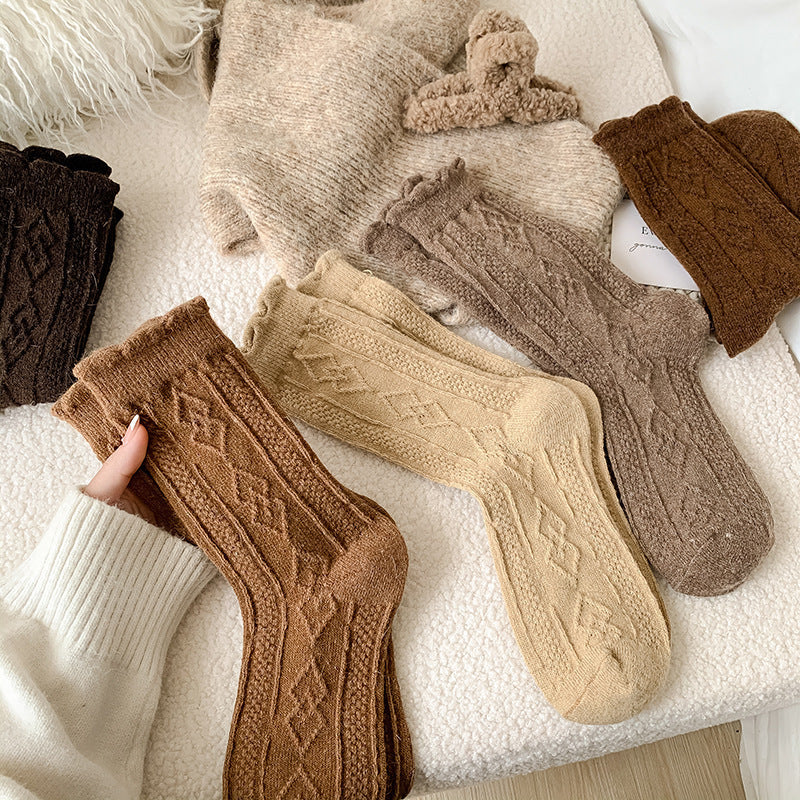 Japanese Style Wool Mid-Calf Socks