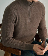 Stylish Men's Half-Zip Wool Sweater