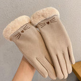 Adorable Suede Riding Gloves with Fleece Lining