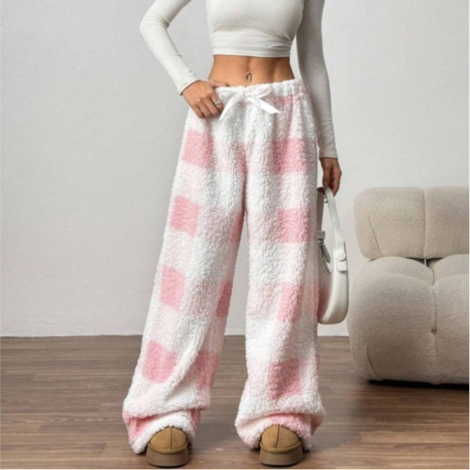 Comfortable Loose Checkered Trousers