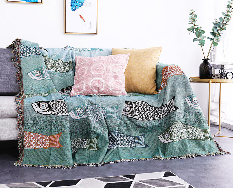 Koi Cotton-Blend Sofa Blanket