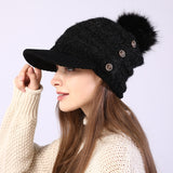 Warm Knitted Wool Hat with Big Pom Ball