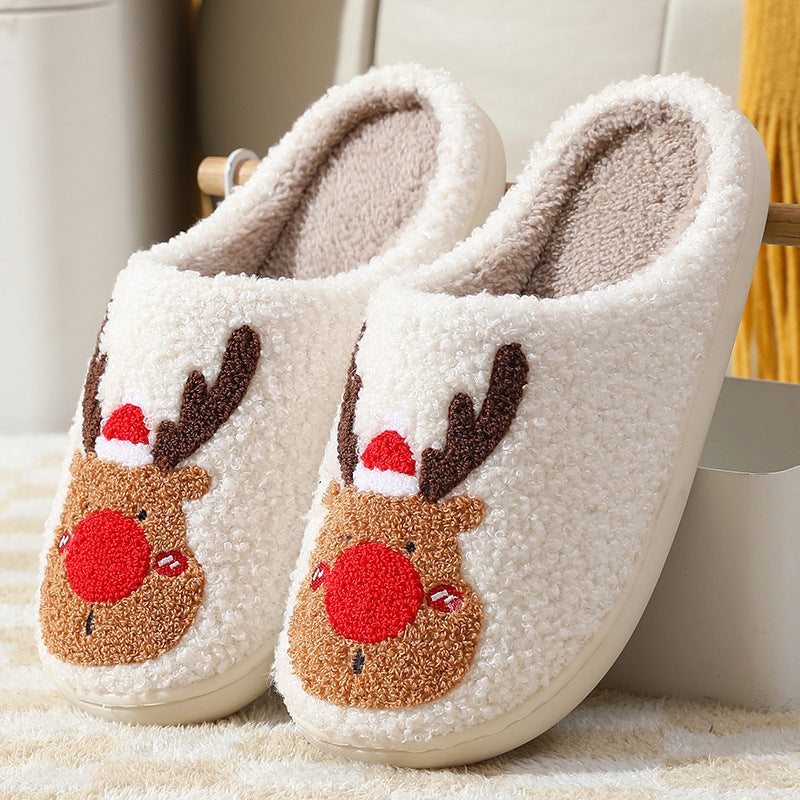 Pantuflas de algodón de alce para Navidad invernal
