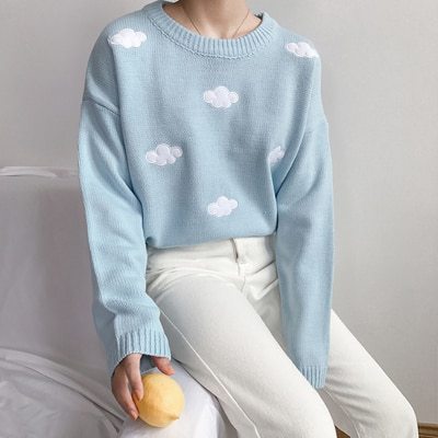 Loose Cloud Pattern Sweater for Women