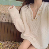 Cable-Knit Mid-Length Pullover Sweater for Women