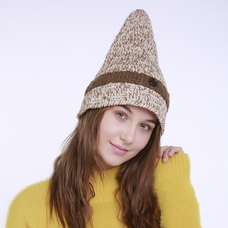 Women's Wool Mixed-Color Pointed Hat