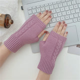 Short Half-Finger Wool Knitted Gloves